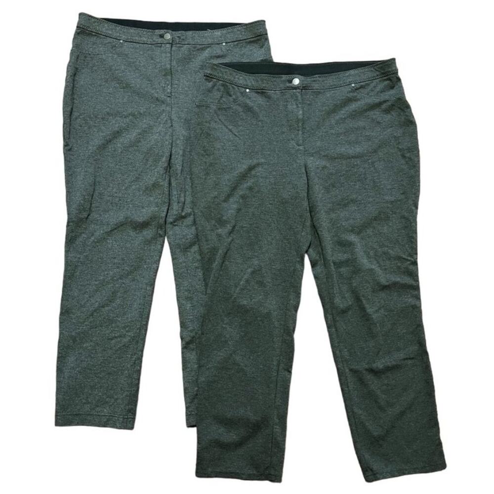 CHICO'S (2) Ponte Knit Sleek Fit Faux Pocket Pants in Charcoal Gray SZ 16